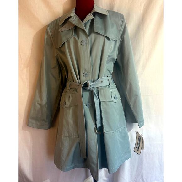 Vintage Fitz-Wright Light Blue Trench Coat | Rare NWT 60s Retro Boho Style - Picture 1 of 9